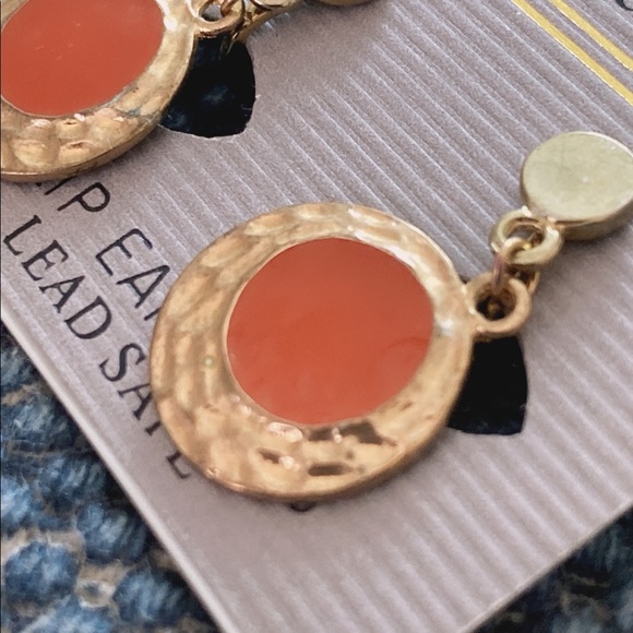 Round Orange Clip Earrings - Picture 5 of 9